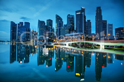 Singapore financial district at the sunset