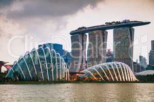 Singapore financial district with Marina Bay Sands