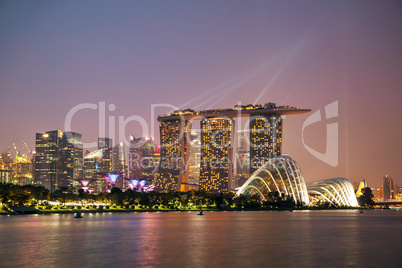 Singapore financial district with Marina Bay Sands