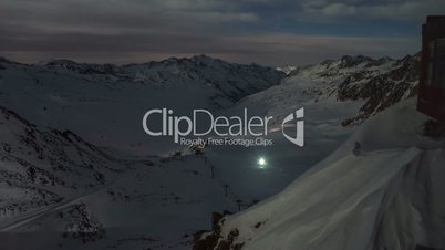 Snowy Alps at night Time Lapse