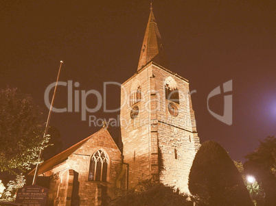 St Mary Magdalene church in Tanworth in Arden at night vintage