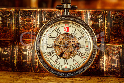 Old Books and Vintage pocket watch