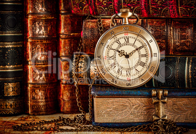 Old Books and Vintage pocket watch