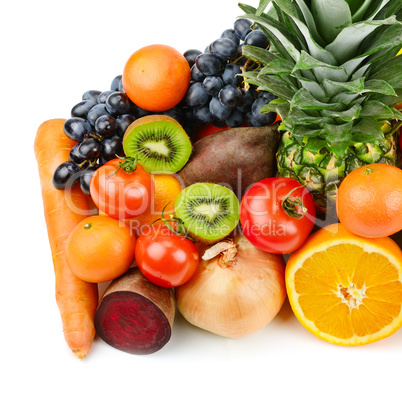 fruits and vegetables isolated on white background