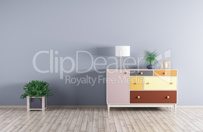 Interior of a room with cabinet 3d render