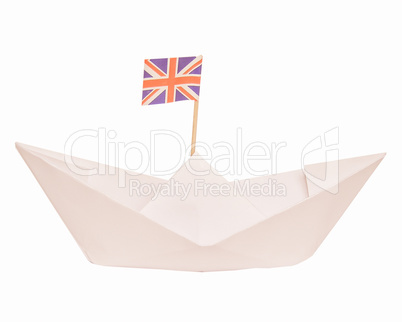 Paper ship with UK Flag vintage