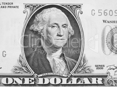 Black and white Detail of One Dollar note 1 Doll