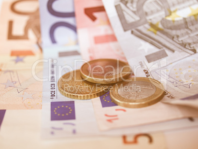 Euro note and coin vintage