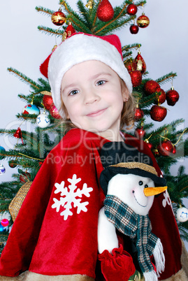 beauty little girl Santa Claus