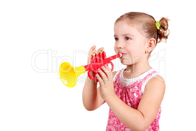 little girl play trumpet