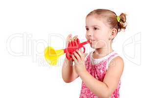 little girl play trumpet