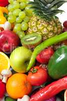 fruits and vegetables isolated on a white