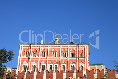 Kremlin wall on sky background