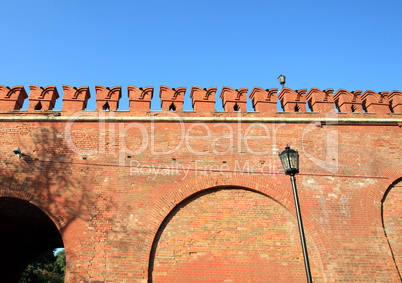 Kremlin wall on sky background