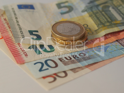 Euro coins and notes