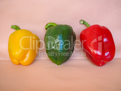 Yellow Green and Red Peppers vegetables