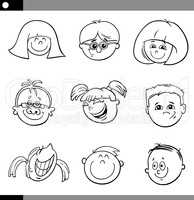 children faces characters set