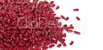 Red haricots on white with copy space