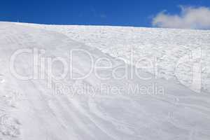 Empty ski slope at sun day