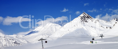 Panoramic view of ski resort at nice sun day