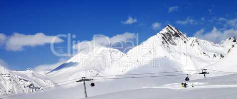 Panoramic view of ski resort at nice sun day