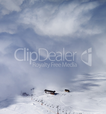 Ski resort in clouds
