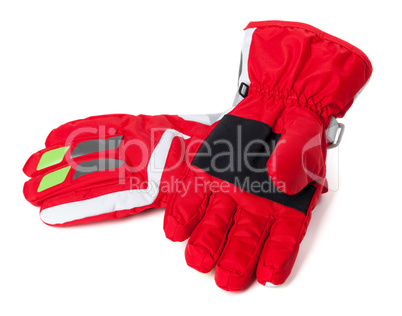 Red winter ski gloves