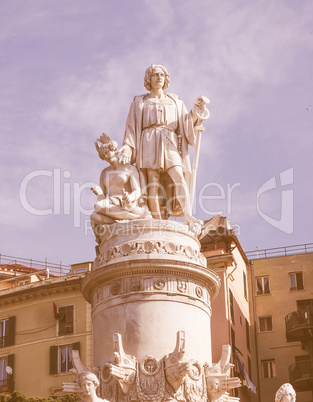 Columbus monument in Genoa vintage