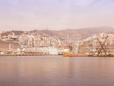 View of Genoa Italy from the sea vintage