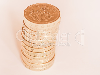 Pound coin pile vintage