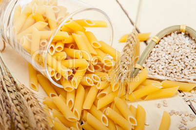 Italian pasta penne with wheat