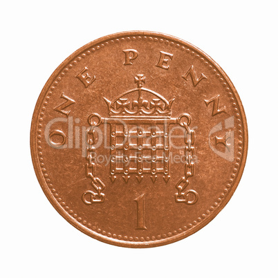 One penny coin vintage