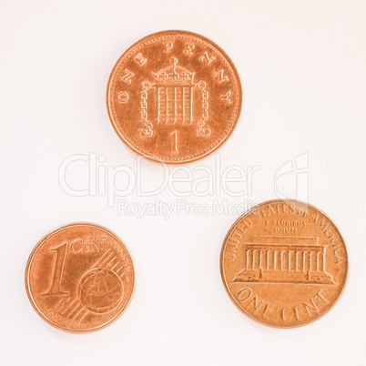 One cent coins vintage