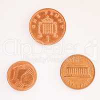 One cent coins vintage