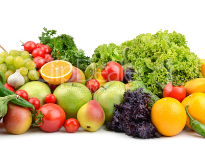 fruits and vegetables isolated on a white background