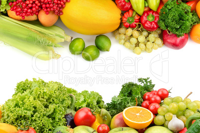 fruits and vegetables isolated on a white background