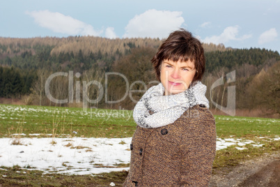 Woman taking a walk in winter