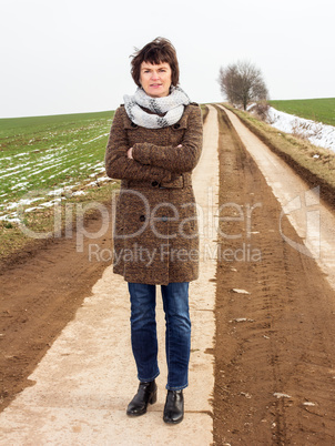 Woman taking a walk in winter