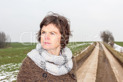 Woman taking a walk in winter