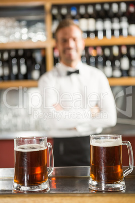 View of pints on the counter