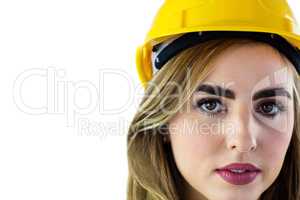 Woman with yellow helmet