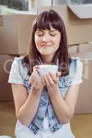 Young woman having coffee