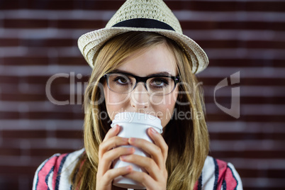 Woman drinking a beverage