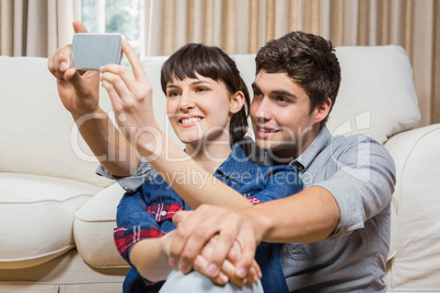 Romantic couple taking selfie