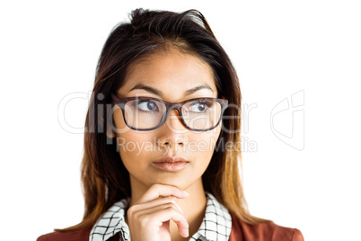 Thoughtful businesswoman with eyeglasses