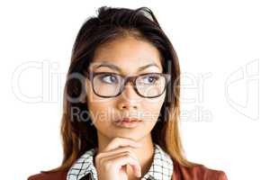 Thoughtful businesswoman with eyeglasses