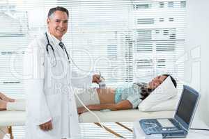 Pregnant woman undergoing a ultrasound test