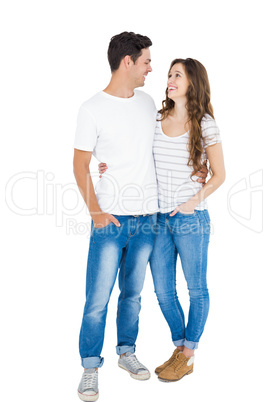 Cute couple embracing and looking to each other