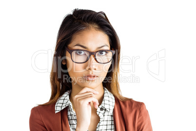 Thoughtful businesswoman with eyeglasses