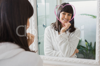 Beautiful young woman reflection in mirror